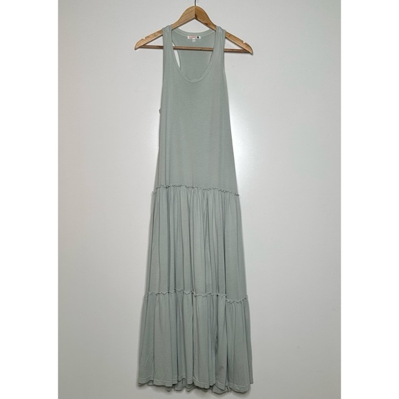 SUNDRY Anthropologie Mint Green Tiered Racerback Maxi Dress Size Small - Picture 2 of 9